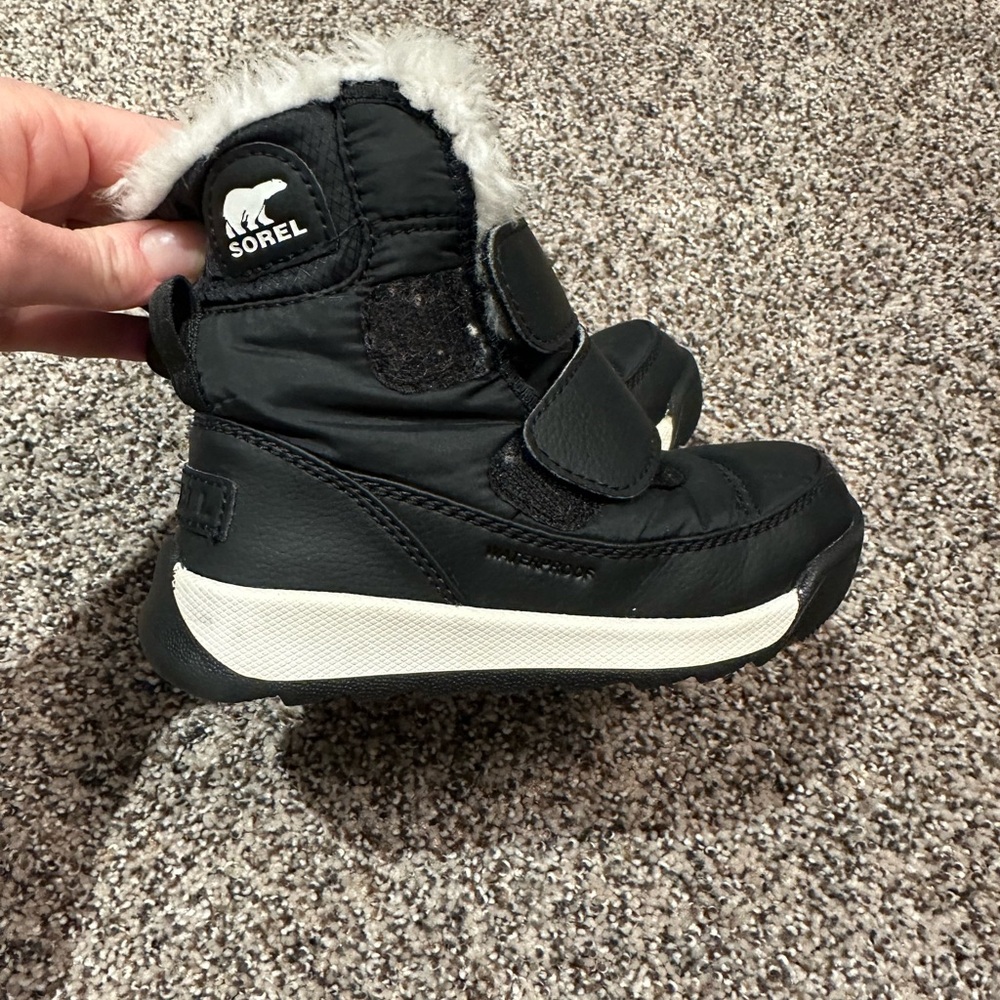 Sorel Kids Black and White Snow Boots